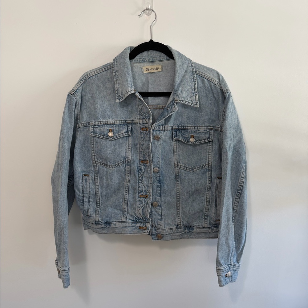 Madewell Light Blue Boxy Crop Denim Jacket